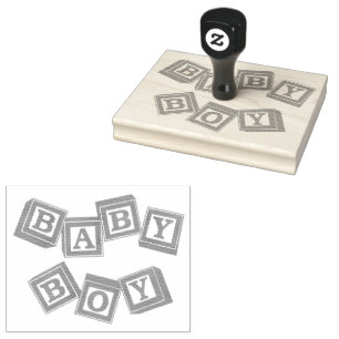 Tampons Encreurs Blocs de lettres en bois Baby Blue