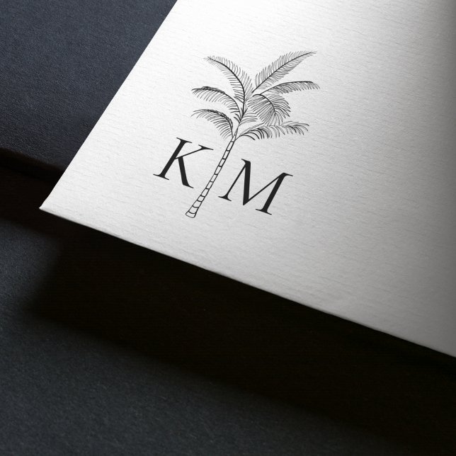 Tampons Encreurs Boho Beach Palm Tree Monogramme (Créateur téléchargé)