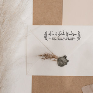 Tampons Encreurs Boho Feuille Modern Script Mariage Adresse de reto