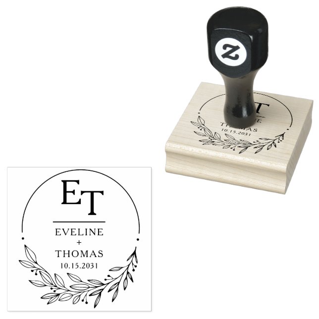 Tampons Encreurs Boho floral wreath monogramme personnalisé logo de (Tamponné)