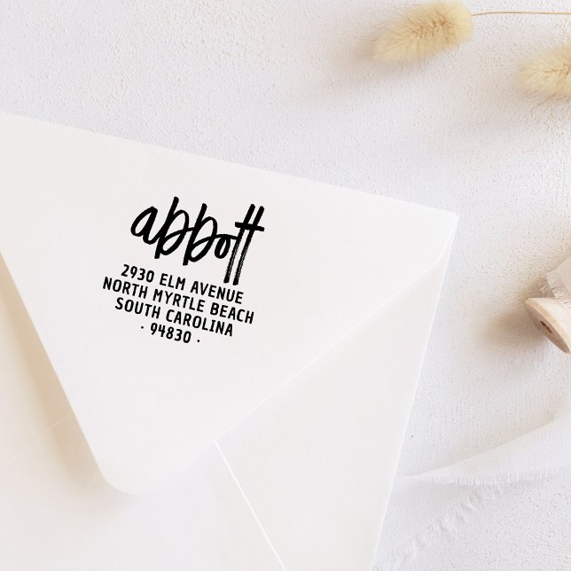 Tampons Encreurs Bold Modern Handwriting Nom de famille Adresse de  (Créateur téléchargé)