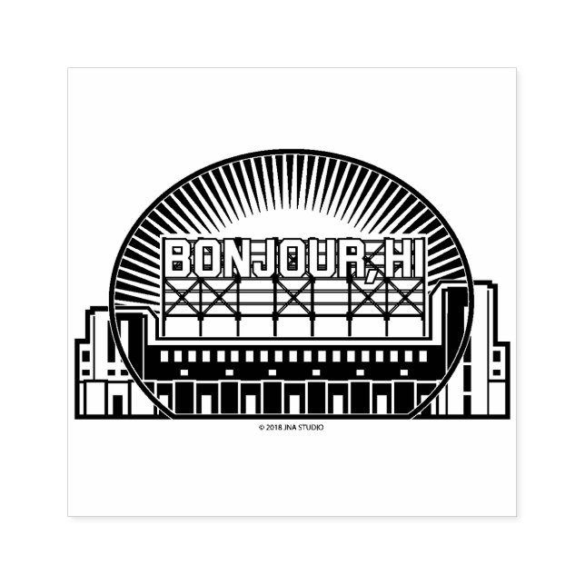Tampons Encreurs Bonjour, Hi Landmark Wood Art Stamp (Impression)