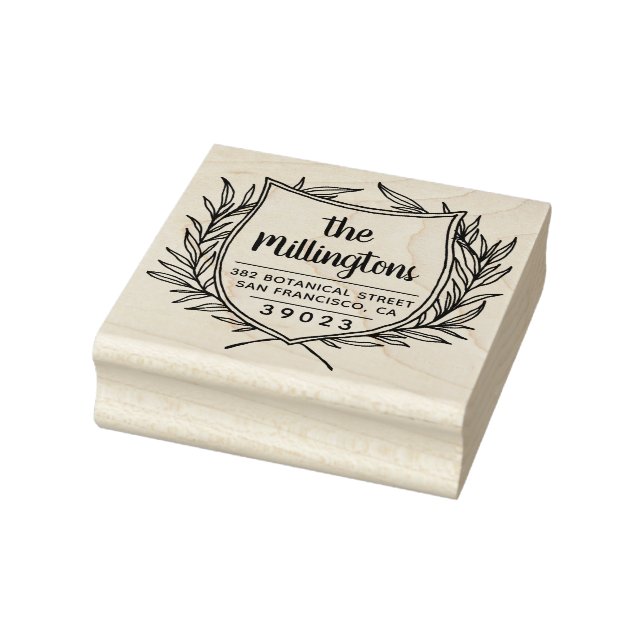 Tampons Encreurs Botanique Crest Nom de famille Script Adresse de r (Tampon)