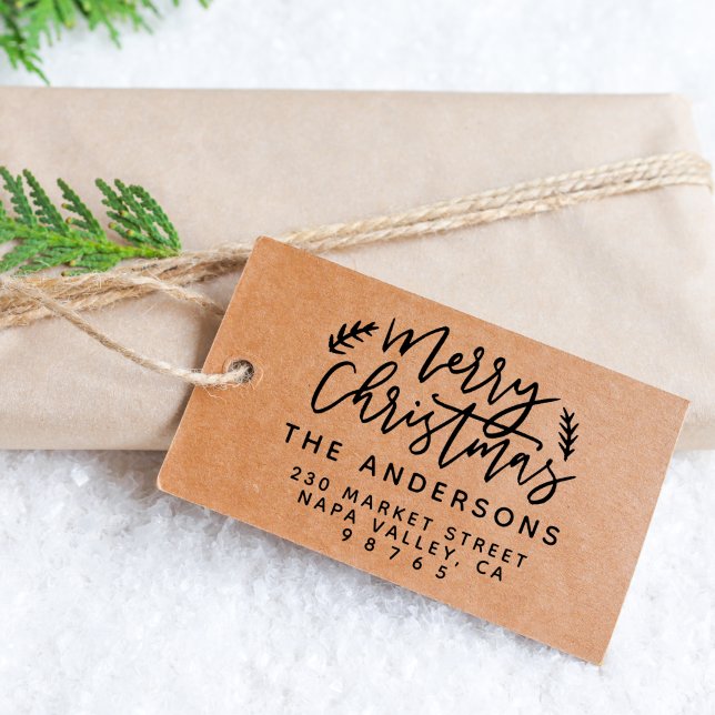 Tampons Encreurs Botanique Joyeux Noël Famille Adresse de retour (Créateur téléchargé)