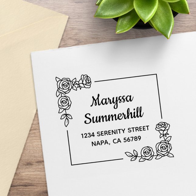 Tampons Encreurs Bouquet de fleurs Roses du coin Adresse (Créateur téléchargé)