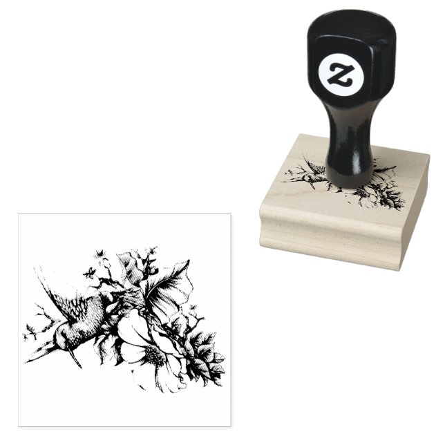 Tampons Encreurs Bouquet floral colibri (Tamponné)