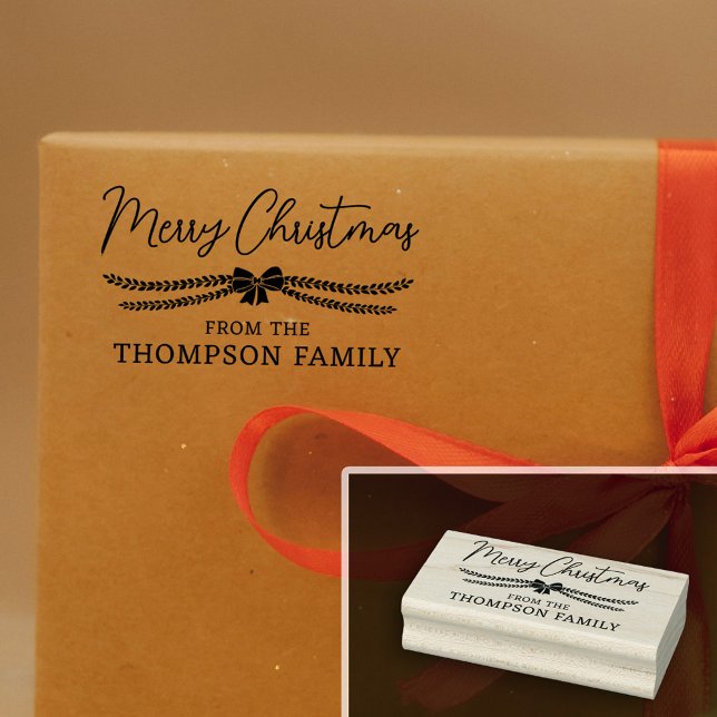 Tampons Encreurs Bow & Garland Joyeux cadeau de Noël de la famille (Créateur téléchargé)