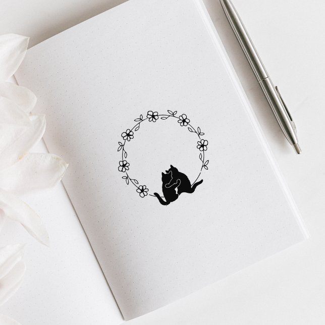 Tampons Encreurs Cadre du journal circulaire de fleurs de chats mig (Créateur téléchargé)