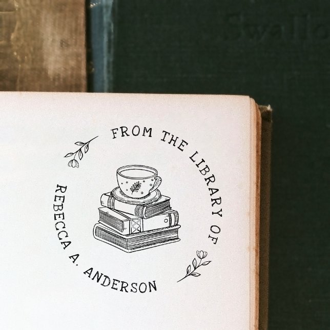 Tampons Encreurs Café & Livres Boho Ex-libris Bibliothèque Personne (Créateur téléchargé)