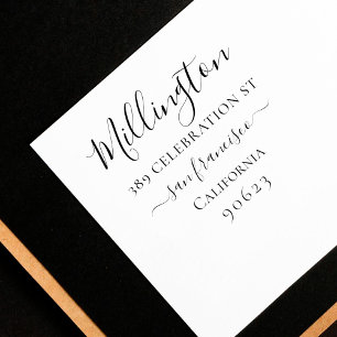 Tampons Encreurs Calligraphie simple Nom de famille Adresse de reto