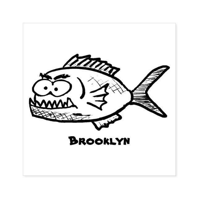 Tampons Encreurs Caricature de poisson de Piranha (Impression)