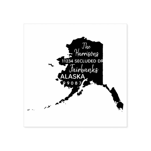 Tampons Encreurs Carte de l'état américain de l'Alaska Retour Adres (Impression)