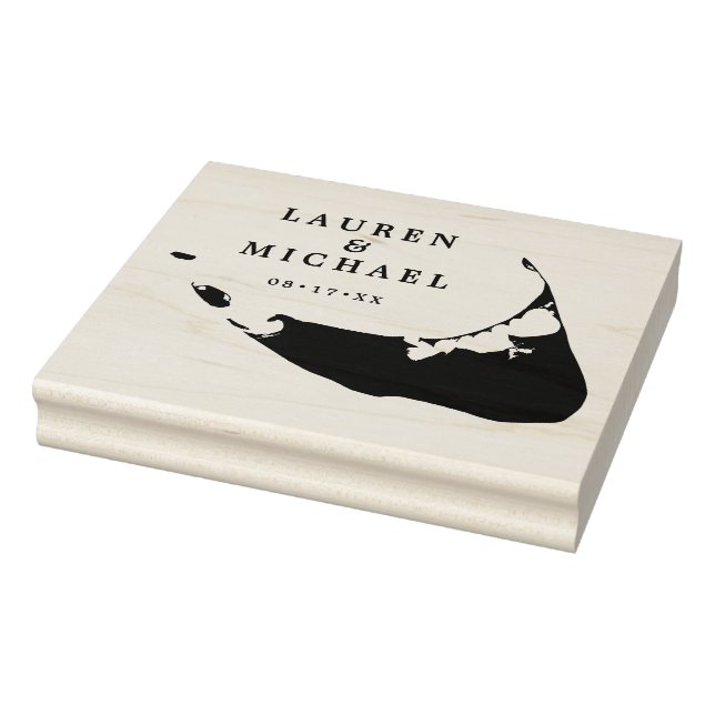 Tampons Encreurs Carte de l'île de Nantucket Mariage Monogramme (Tampon)