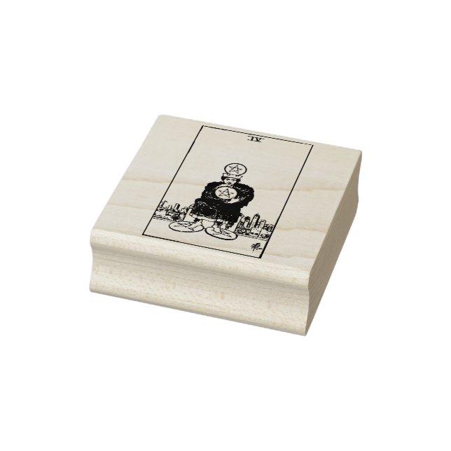 Tampons Encreurs Carte de Tarot : Quatre de Pièces : 4 d'Assettes (Tampon)
