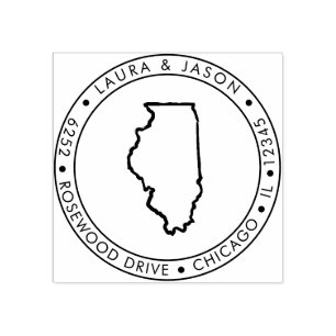 Tampons Encreurs Carte d'état de l'Illinois Adresse de retour Bois 