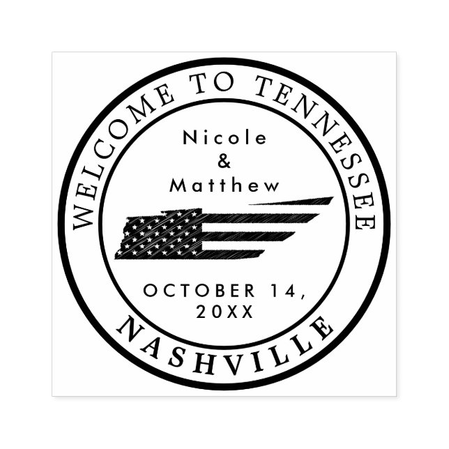 Tampons Encreurs Carte du Tennessee de Nashville Accueil Mariage mi (Impression)