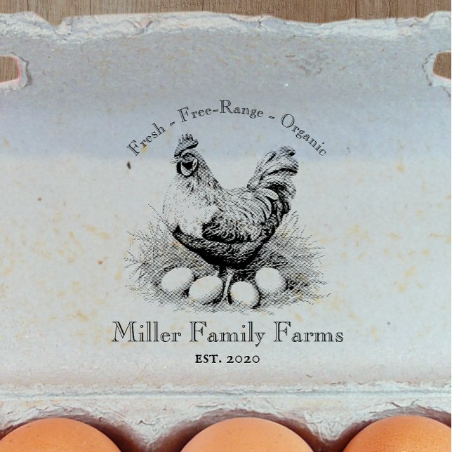 Tampons Encreurs Carton d'oeuf de poulet de la ferme vintage (Créateur téléchargé)