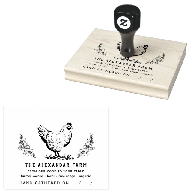 Tampons Encreurs Carton d'oeuf personnalisé de poulet rustique (Tamponné)