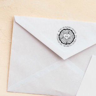 Tampons Encreurs Carved Wooden Heart Rustic Wedding Return Address