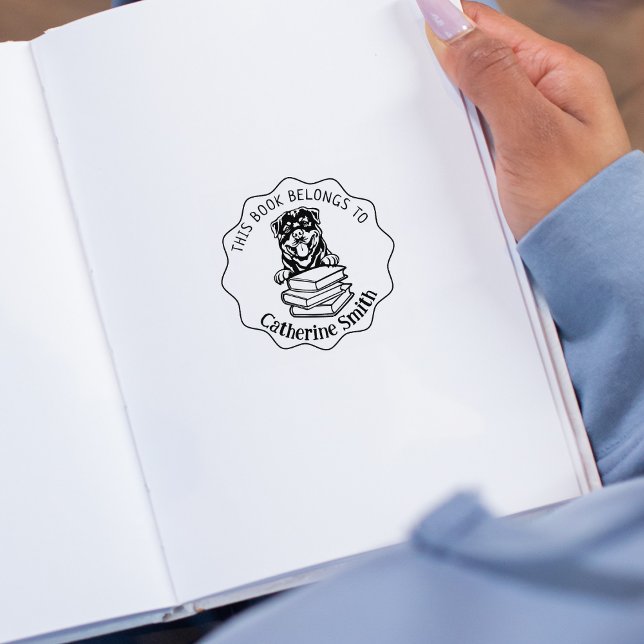 Tampons Encreurs Ce Livre Appartient À, Cute Rottweiler (Créateur téléchargé)