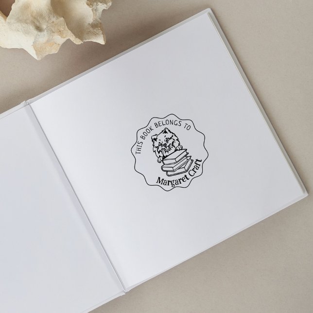 Tampons Encreurs Ce Livre Appartient À, Mignon Poméranien (Créateur téléchargé)