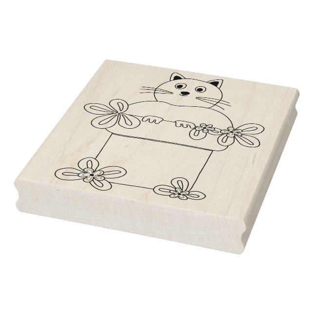 Tampons Encreurs Chat en pot de fleurs (Tampon)
