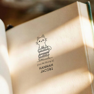 Tampons Encreurs Chat & Livres Moderne Mignon De la bibliothèque de