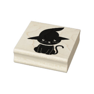 Tampons Encreurs Chat noir mignon avec Casquette sorcier