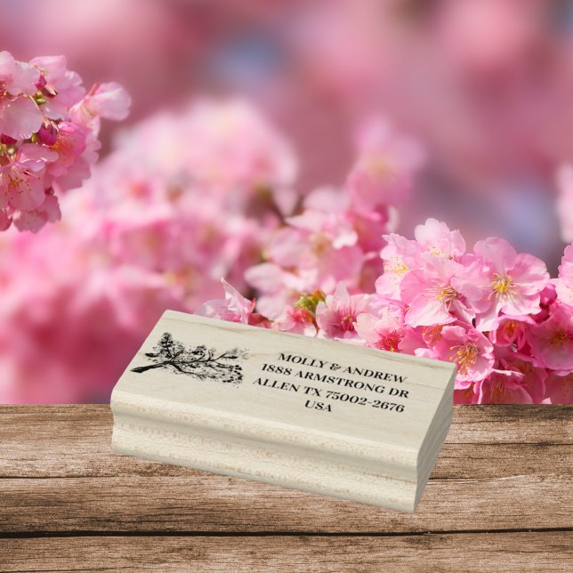 Tampons Encreurs Cherry Blossom Floral Mariage Adresse de retour (Créateur téléchargé)