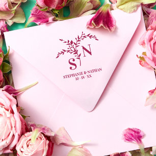 Tampons Encreurs Chic Botanical Initials Modern Wildflower Wedding