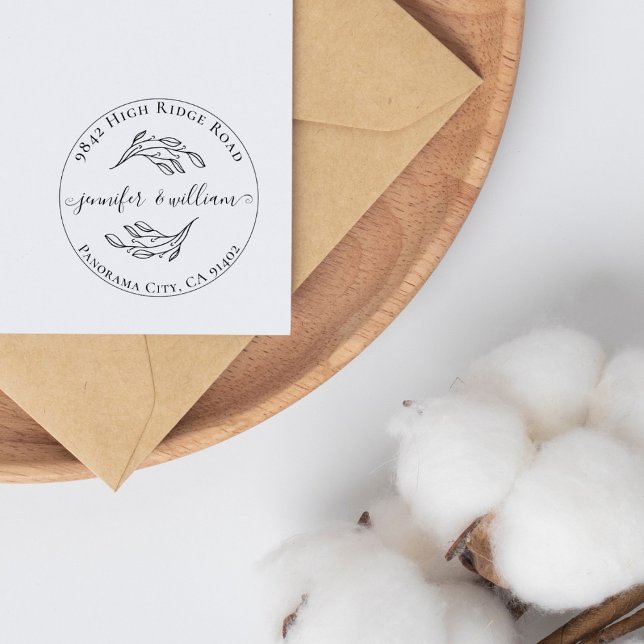 Tampons Encreurs Chic Botanique Whimsical Script Mariage Adresse (Créateur téléchargé)