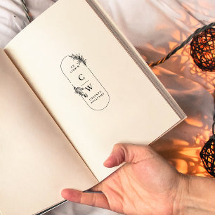 Tampons Encreurs Chic Elegant Botanical Ex Libris Initiales Nom