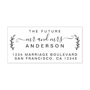 Tampons Encreurs Chic Foliage Future M. Mme Mariage Retour Adresse