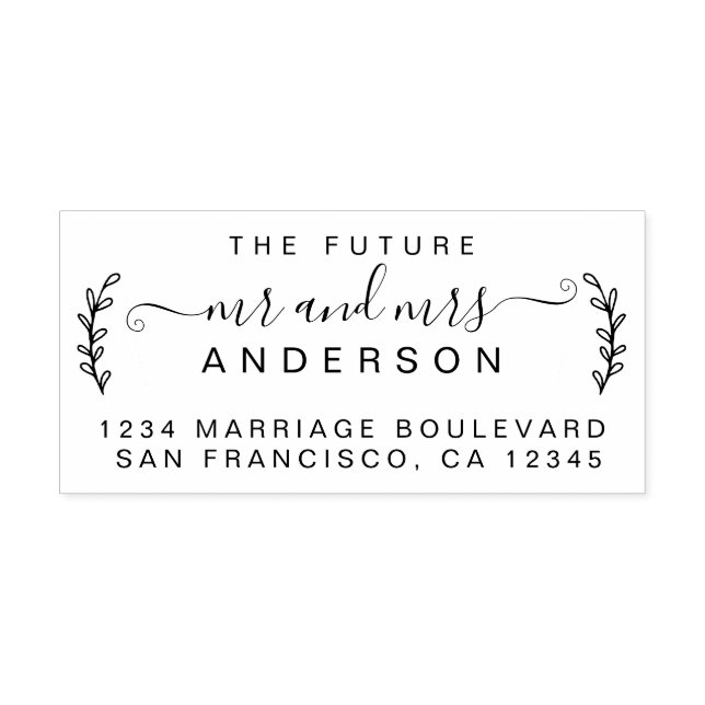 Tampons Encreurs Chic Foliage Future M. Mme Mariage Retour Adresse (Impression)