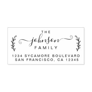 Tampons Encreurs Chic Foliage Nom De Famille Retour Adresse