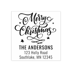Tampons Encreurs Chic Joyeux Noël Script Holiday Adresse de retour