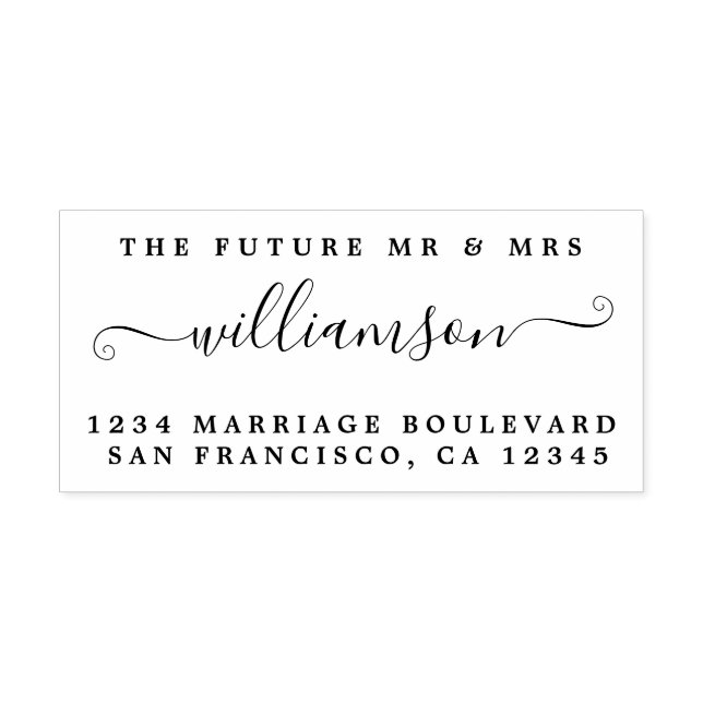 Tampons Encreurs Chic Script Future M. Mme Mariage Adresse de retou (Impression)