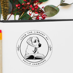 Tampons Encreurs Chien avec livre de la bibliothèque de