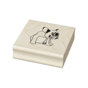 Tampons Encreurs Chien, chiot Bouledogue français, timbre en bois d