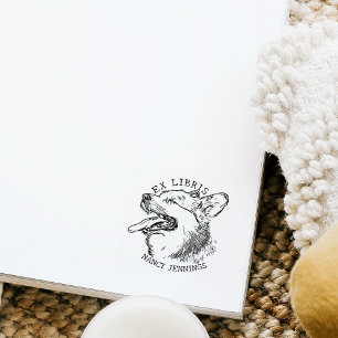 Tampons Encreurs Chien Corgi Mignon Ex Libris Bibliothèque Livre 