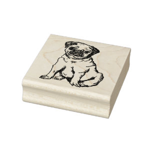 Tampons Encreurs Chien de carlin, illustration en noir et blanc