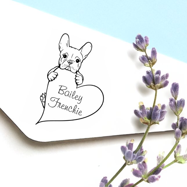 Tampons Encreurs Chien mignon personnalisé avec un coeur Français B (Créateur téléchargé)