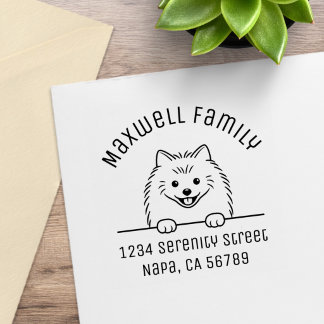 Tampons Encreurs Chien Pomeranian Mignon Adresse Familiale Arcbouté