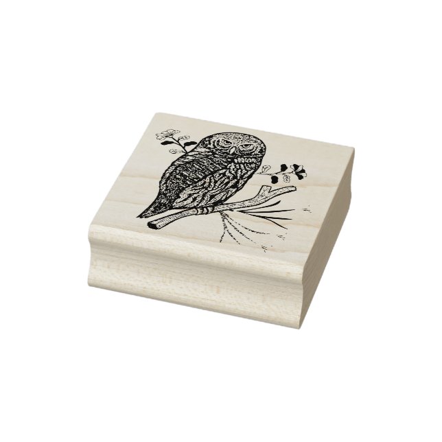 Tampons Encreurs Chouette mignonne et fleurs (Tampon)