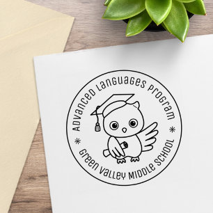 Tampons Encreurs Chouette mûre dans un texte rond Casquette de grad