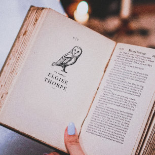 Tampons Encreurs Chouette vintage & Initiales Ex Libris Livre