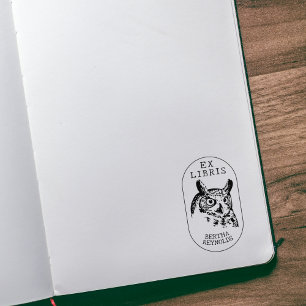 Tampons Encreurs Chouette vintage, Livre Simple Ex Libris