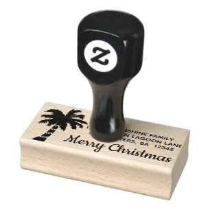 Tampons Encreurs Christmas Palm Tree Adresse de retour Timbre perso