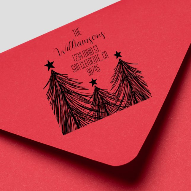 Tampons Encreurs Christmas Trees Family Return Adresse (Créateur téléchargé)