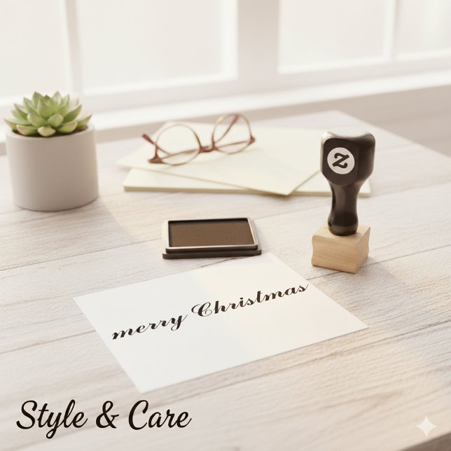 Tampons Encreurs Classic Elegant Merry Christmas Script (Classic Elegant Merry Christmas Script Rubber Stamp)